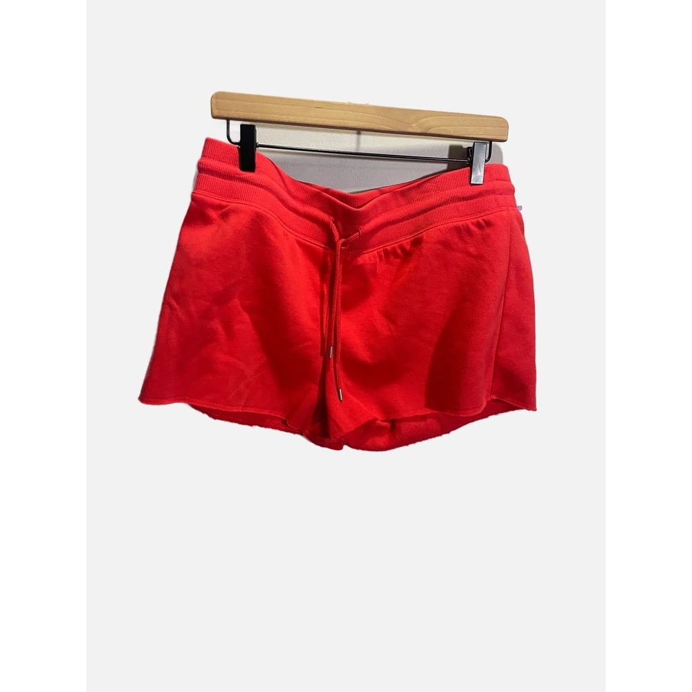 Abound Sweat Shorts Womens L Red Fleece Drawstring Raw Hem Casual Athleisure